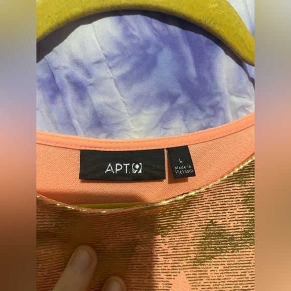 Apt. 9 Women's Coral And Gold Double Layer Flowy Sleeveless Blouse Size Large - Picture 6 of 7